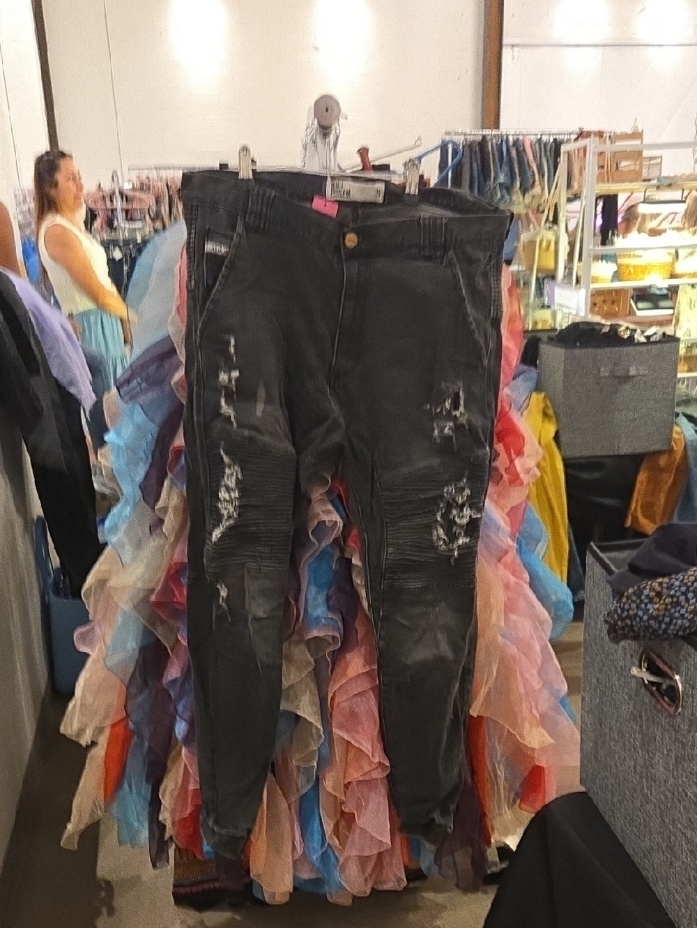 Men's Black Distressed Bootcut Jeans